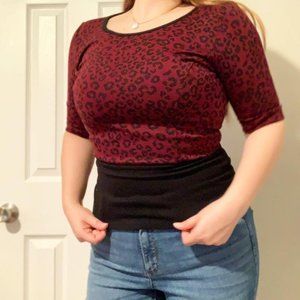 Ann Taylor Professional Maroon Leopard Print
